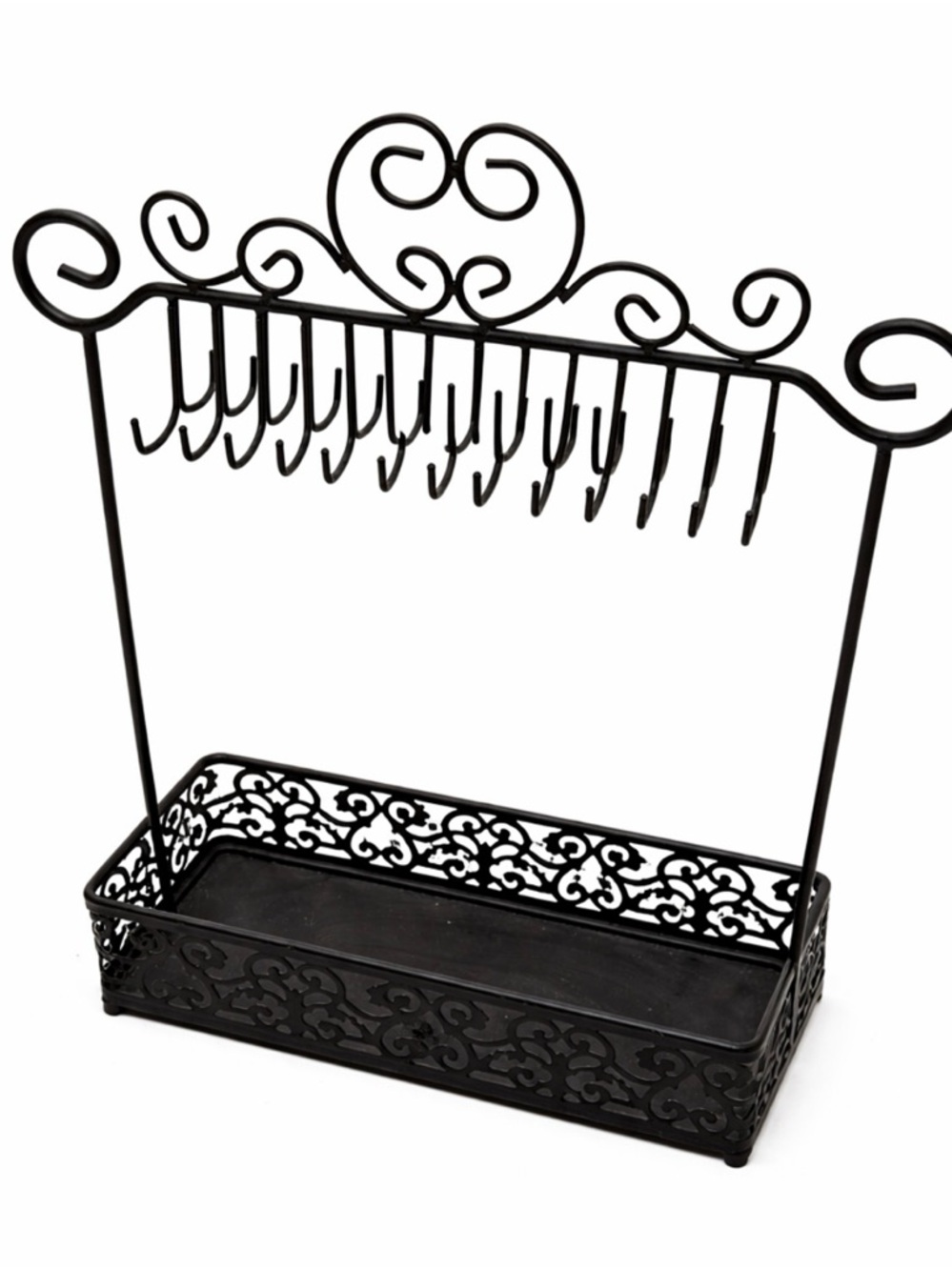 Black Scrollwork Jewelry Organizer with Hooks